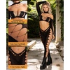 image:imageRSLOVE Women Fishnet Bodystocking Sexy  Lingerie Set Cut Out Bodysuit Two Piece Outfits Perfect for Rave amp ClubBlack