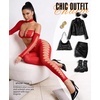 image:imageRSLOVE Women Fishnet Bodystocking Sexy  Lingerie Set Cut Out Bodysuit Two Piece Outfits Perfect for Rave amp ClubRed