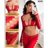 image:imageRSLOVE Women Fishnet Bodystocking Sexy  Lingerie Set Cut Out Bodysuit Two Piece Outfits Perfect for Rave amp ClubRed