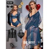 image:imageRSLOVE Women Lingerie Set with Robe  3 Piece Lace Bra and Panty Set Sexy Sleepwear for Bridal Honeymoon AnniversaryBlue Green
