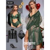 image:imageRSLOVE Women Lingerie Set with Robe  3 Piece Lace Bra and Panty Set Sexy Sleepwear for Bridal Honeymoon AnniversaryGreen