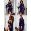 image:imageRSLOVE Women Lingerie Set with Robe  3 Piece Lace Bra and Panty Set Sexy Sleepwear for Bridal Honeymoon AnniversaryNavy Blue