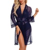 image:imageRSLOVE Women Lingerie Set with Robe  3 Piece Lace Bra and Panty Set Sexy Sleepwear for Bridal Honeymoon AnniversaryNavy Blue