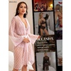 image:imageRSLOVE Women Lingerie Set with Robe  3 Piece Lace Bra and Panty Set Sexy Sleepwear for Bridal Honeymoon AnniversaryPink
