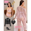 image:imageRSLOVE Women Lingerie Set with Robe  3 Piece Lace Bra and Panty Set Sexy Sleepwear for Bridal Honeymoon AnniversaryPink