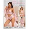 image:imageRSLOVE Women Lingerie Set with Robe  3 Piece Lace Bra and Panty Set Sexy Sleepwear for Bridal Honeymoon AnniversaryPink