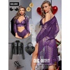 image:imageRSLOVE Women Lingerie Set with Robe  3 Piece Lace Bra and Panty Set Sexy Sleepwear for Bridal Honeymoon AnniversaryPurple