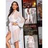 image:imageRSLOVE Women Lingerie Set with Robe  3 Piece Lace Bra and Panty Set Sexy Sleepwear for Bridal Honeymoon AnniversaryWhite