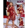 image:imageRSLOVE Women Lingerie Set with Robe  3 Piece Lace Bra and Panty Set Sexy Sleepwear for Bridal Honeymoon AnniversaryWine Red