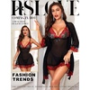 image:imageRSLOVE Women Sexy Lingerie Set 3 Piece Babydoll amp Lace Kimono Robe Strap Chemise Sleepwear Mesh NightgownBlackred