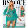 image:imageRSLOVE Women Sexy Lingerie Set 3 Piece Babydoll amp Lace Kimono Robe Strap Chemise Sleepwear Mesh NightgownBlue Green
