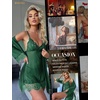 image:imageRSLOVE Women Sexy Lingerie Set 3 Piece Babydoll amp Lace Kimono Robe Strap Chemise Sleepwear Mesh NightgownDark Green