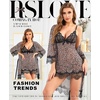 image:imageRSLOVE Women Sexy Lingerie Set 3 Piece Babydoll amp Lace Kimono Robe Strap Chemise Sleepwear Mesh NightgownLeopard Print