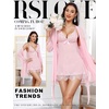 image:imageRSLOVE Women Sexy Lingerie Set 3 Piece Babydoll amp Lace Kimono Robe Strap Chemise Sleepwear Mesh NightgownPink