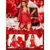image:imageRSLOVE Women Sexy Lingerie Set 3 Piece Babydoll amp Lace Kimono Robe Strap Chemise Sleepwear Mesh NightgownRed