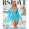 image:imageRSLOVE Women Sexy Lingerie Set 3 Piece Babydoll amp Lace Kimono Robe Strap Chemise Sleepwear Mesh NightgownSky Blue Azure