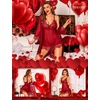 image:imageRSLOVE Women Sexy Lingerie Set 3 Piece Babydoll amp Lace Kimono Robe Strap Chemise Sleepwear Mesh NightgownWine Red