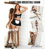 image:imageRSLOVE Womens Fishnet Thigh High Stockings  Contrast Lace Top Stay Up Hosiery with Bow AntiSlip SiliconeBlack  White