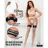 image:imageRSLOVE Womens Fishnet Thigh High Stockings  Contrast Lace Top Stay Up Hosiery with Bow AntiSlip SiliconeWhite  Black