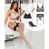image:imageRSLOVE Womens Fishnet Thigh High Stockings  Contrast Lace Top Stay Up Hosiery with Bow AntiSlip SiliconeWhite  Black