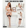 image:imageRSLOVE Womens Fishnet Thigh High Stockings  Contrast Lace Top Stay Up Hosiery with Bow AntiSlip SiliconeWhite  Black