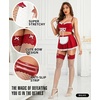 image:imageRSLOVE Womens Fishnet Thigh High Stockings  Contrast Lace Top Stay Up Hosiery with Bow AntiSlip SiliconeWhite  Red