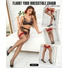 image:imageRSLOVE Womens Fishnet Thigh High Stockings  Silicone Lace Top Fishnet Stockings Stretchy StayUp Mesh PantyhoseBlack Red