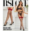 image:imageRSLOVE Womens Fishnet Thigh High Stockings  Silicone Lace Top Fishnet Stockings Stretchy StayUp Mesh PantyhoseBlack Red