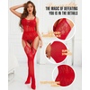 image:imageRSLOVE Womens Lace Bodysuit Sexy Fishnet Body Stockings  One Piece Crotchless Lingerie OutfitsRed