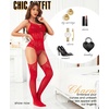 image:imageRSLOVE Womens Lace Bodysuit Sexy Fishnet Body Stockings  One Piece Crotchless Lingerie OutfitsRed
