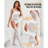 image:imageRSLOVE Womens Lace Bodysuit Sexy Fishnet Body Stockings  One Piece Crotchless Lingerie OutfitsWhite