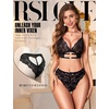 image:imageRSLOVE Womens Lingerie Sets Sexy  Lace Bra and Panty Sets for Women 2 Piece Heart Lingerie for Women FloralBlack