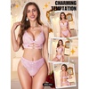 image:imageRSLOVE Womens Lingerie Sets Sexy  Lace Bra and Panty Sets for Women 2 Piece Heart Lingerie for Women FloralPink