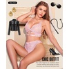 image:imageRSLOVE Womens Lingerie Sets Sexy  Lace Bra and Panty Sets for Women 2 Piece Heart Lingerie for Women FloralPink