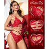 image:imageRSLOVE Womens Lingerie Sets Sexy  Lace Bra and Panty Sets for Women 2 Piece Heart Lingerie for Women FloralRed