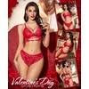 image:imageRSLOVE Womens Lingerie Sets Sexy  Lace Bra and Panty Sets for Women 2 Piece Heart Lingerie for Women FloralRed