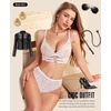 image:imageRSLOVE Womens Lingerie Sets Sexy  Lace Bra and Panty Sets for Women 2 Piece Heart Lingerie for Women FloralWhite