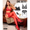 image:imageRSLOVE Womens Thigh High Stockings  Lace Top Double Silicone Stay Up Pantyhose for Garter Belts amp Lingerie OutfitsRed