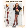 image:imageRSLOVE Womens Vintage Fishnet Lace Tights  High Waist Fishnet Striped Pantyhose Patterned Mesh Stockings Hollow out TightsBurgundy