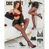 image:imageRSLOVE Womens Vintage Fishnet Lace Tights  High Waist Fishnet Striped Pantyhose Patterned Mesh Stockings Hollow out TightsBurgundy