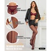 image:imageRSLOVE Womens Vintage Fishnet Lace Tights  High Waist Fishnet Striped Pantyhose Patterned Mesh Stockings Hollow out TightsBurgundy