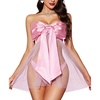 image:imageRSLOVE Lingerie for Women  Bow Babydoll Lingerie Set 2 Piece Satin Dress Teddy Bodysuit Gift OutfitPink