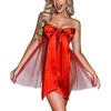image:imageRSLOVE Lingerie for Women  Bow Babydoll Lingerie Set 2 Piece Satin Dress Teddy Bodysuit Gift OutfitRed