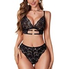 image:imageRSLOVE Womens Lingerie Sets Sexy  Lace Bra and Panty Sets for Women 2 Piece Heart Lingerie for Women FloralBlack