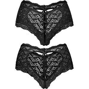 image:imageRSLOVE Lace Panties for Women  Heart Back Underwear Hollow Out Cute Briefs for Date NightBlack
