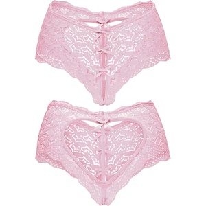 image:imageRSLOVE Lace Panties for Women  Heart Back Underwear Hollow Out Cute Briefs for Date NightPink